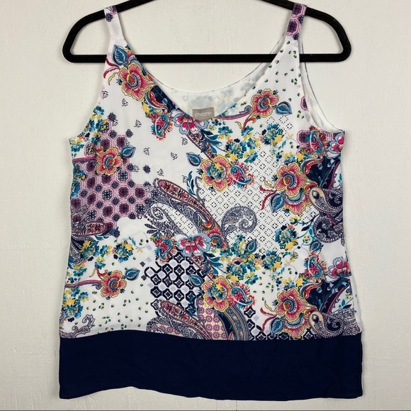 Chico’s Floral V-neck Tank Top Size Small - Picture 1 of 8